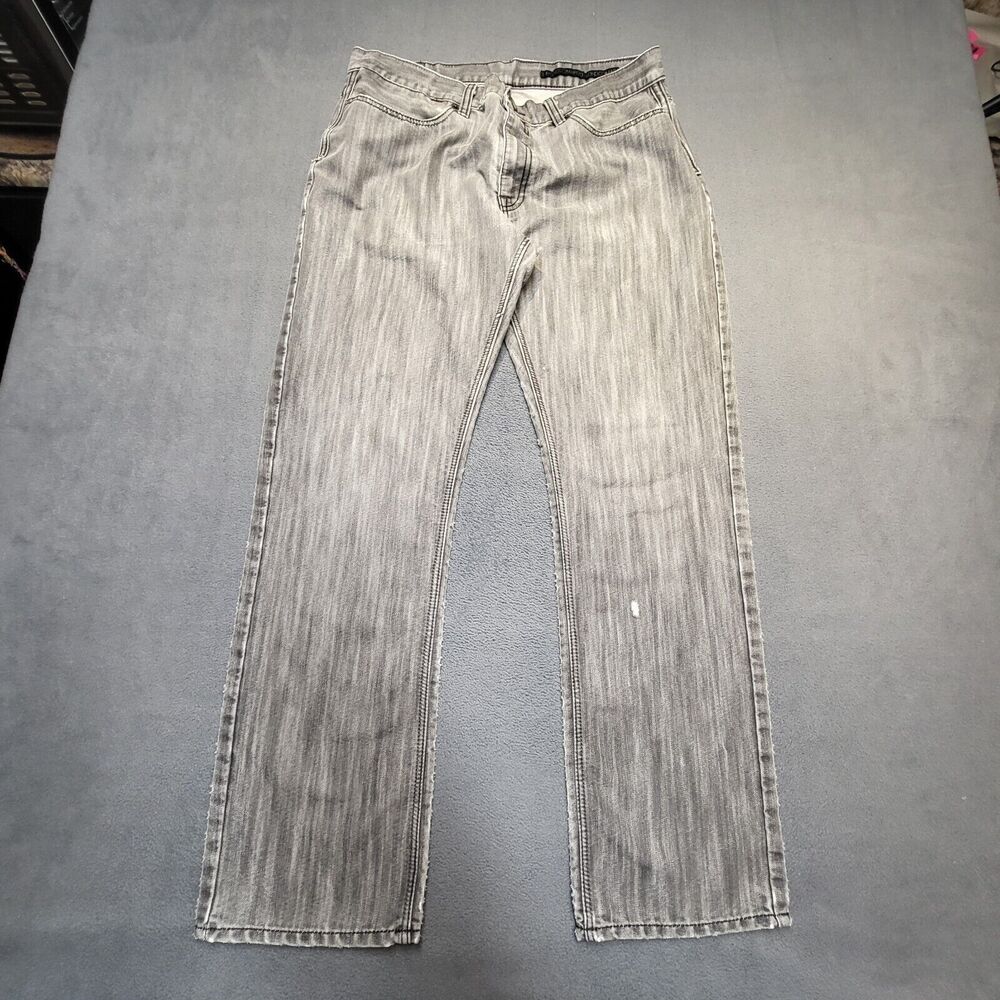Mondo Dimarco Jeans Mens 34x30 Gray Straight Stretch Denim Distressed